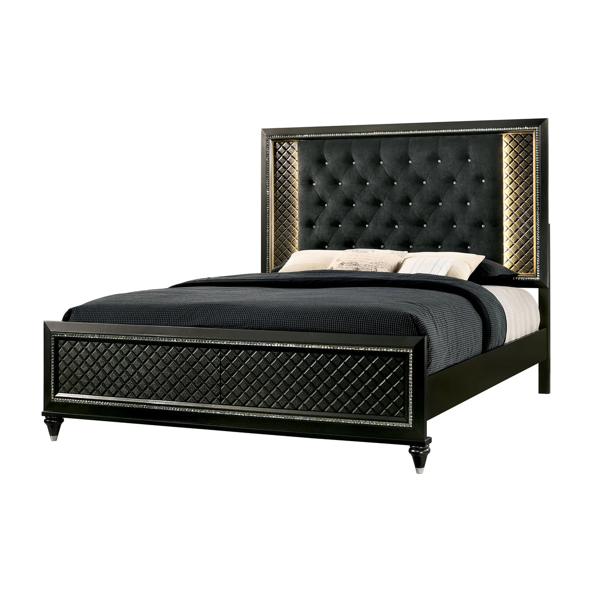 Eastern King Metallic Gray and Black Bed C577321
