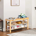 Natural Bamboo Shoe Bench Shoe Rack Organizer C963043