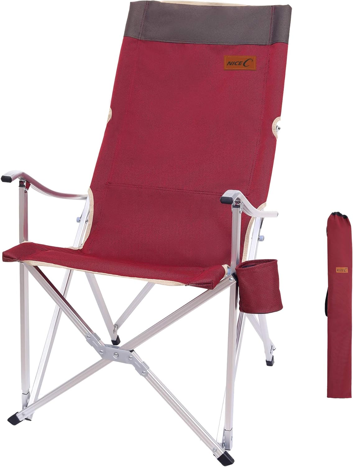 Red Folding Camping Chair with Cup Holder & Carry Bag T75771