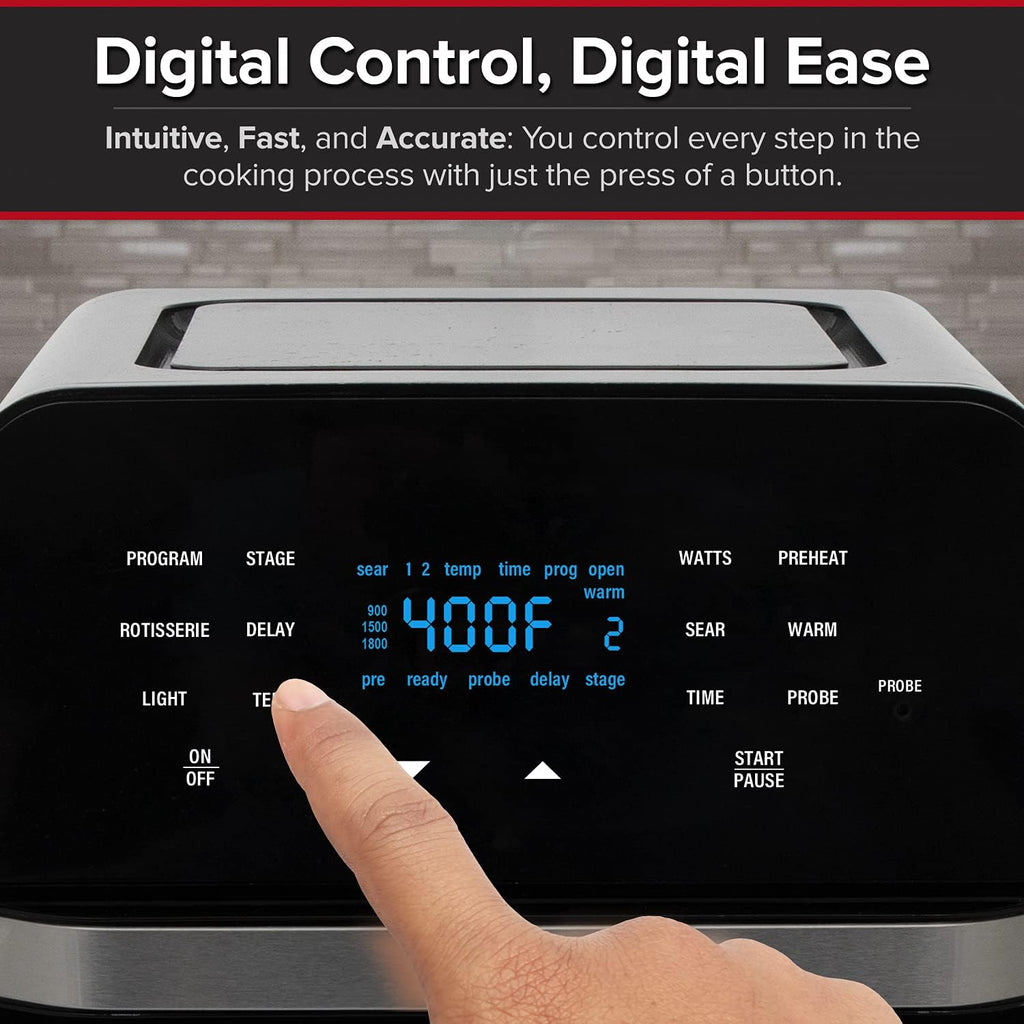 Brio Air Fryer Smart Oven, 15.5-Qt X-Large Family Size, Countertop Convection Rotisserie Grill Combo, 4 Rack Positions, 50°-425°F Temperature Controls in 5° Increments, Linear Thermal Technology and Integrated Temperature Probe Y83723