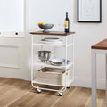 White Cool Walnut Kitchen Cart Y884750
