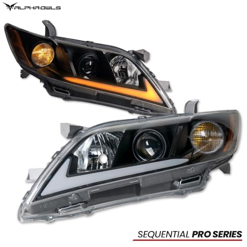 Black Amber Sequential LED Projector Headlights F215