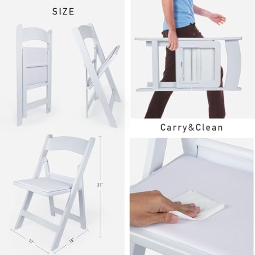 White 4 PCS Lightweight Resin Folding Chairs with Padding L328436