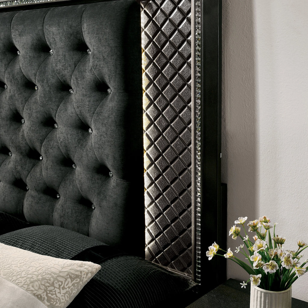 Eastern King Metallic Gray and Black Bed C577321