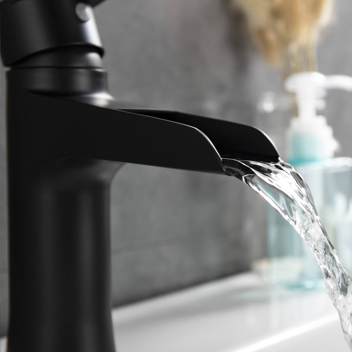 Matte Black Stainless Steel Single Hole Waterfall Bathroom Faucet R984