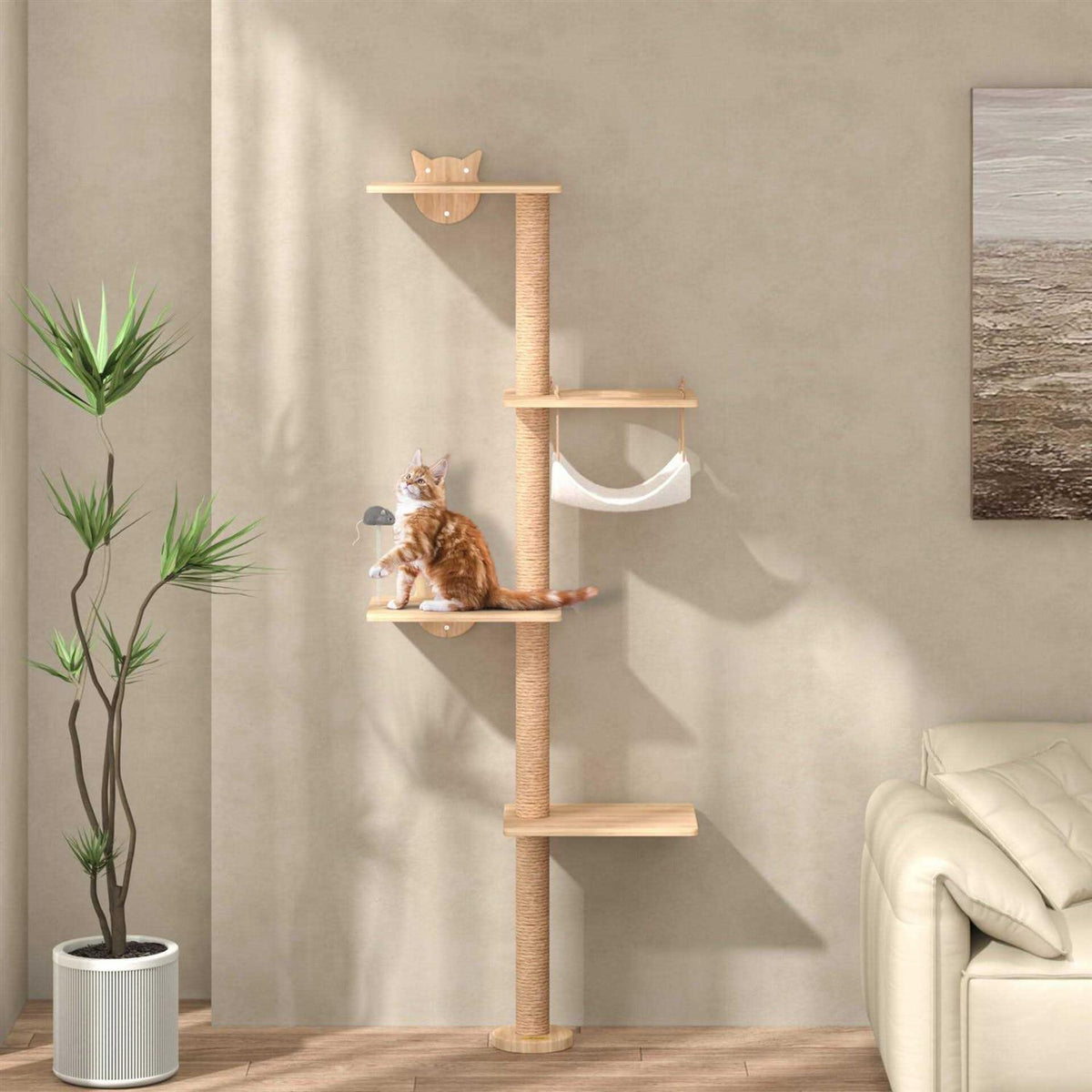4-Tier Wall Mounted Cat Tree with Hammock L891