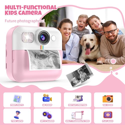 Blue 1080P Instant Print Kids Camera Toy Z822