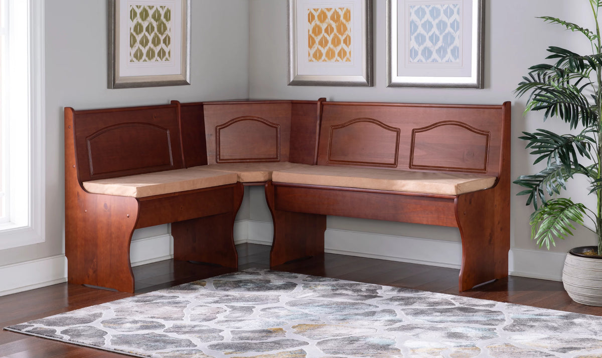 Beige Microfiber Corner Dining Nook Cushion Set P54991