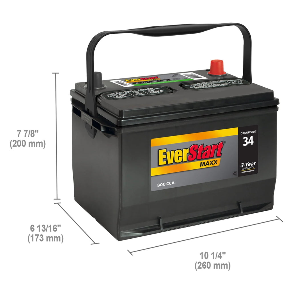 Lead Acid Automotive Battery Group Size 34 12 Volt 800 CCA D760428