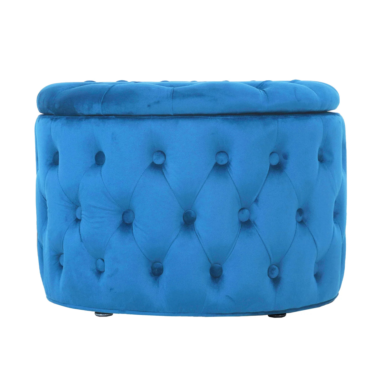 Blue Velvet Round Storage Ottoman O906