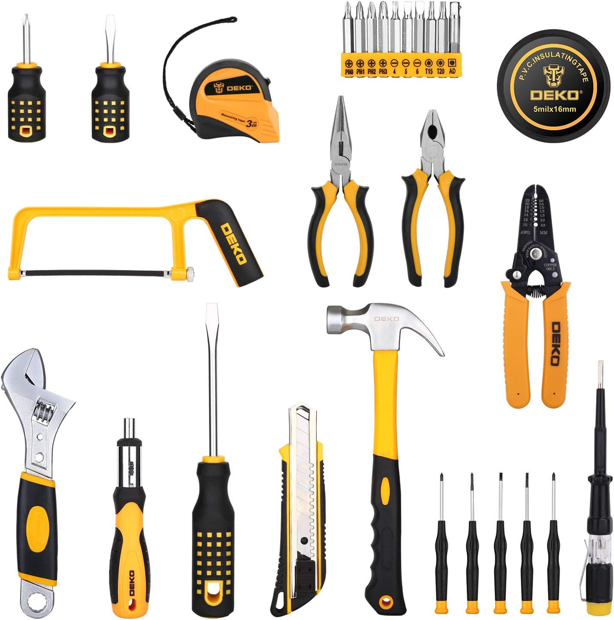 198 Piece Home Repair Tool Kit with Plastic Toolbox T498