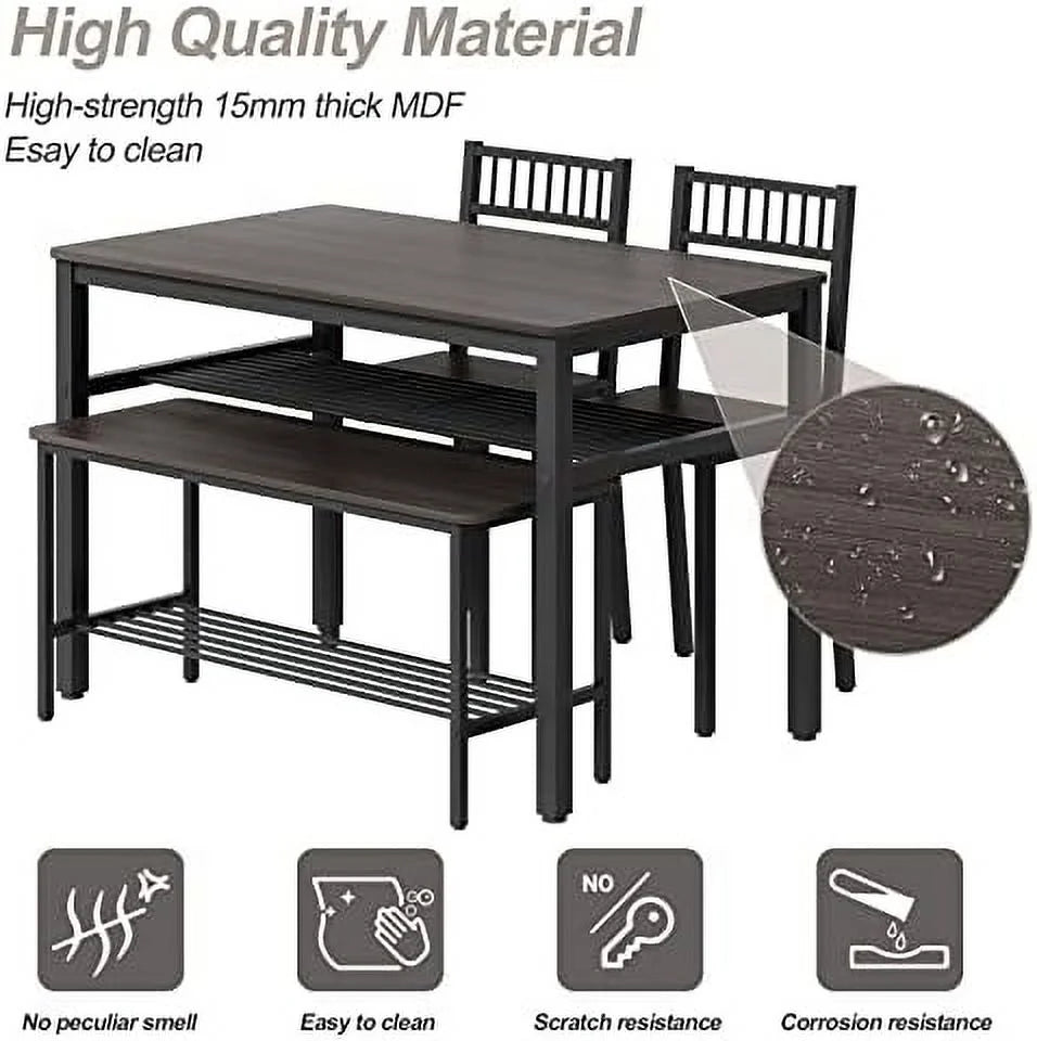 Dining Table Set for 4 with 2 Chairs 1 Bench Rustic Brown A96668