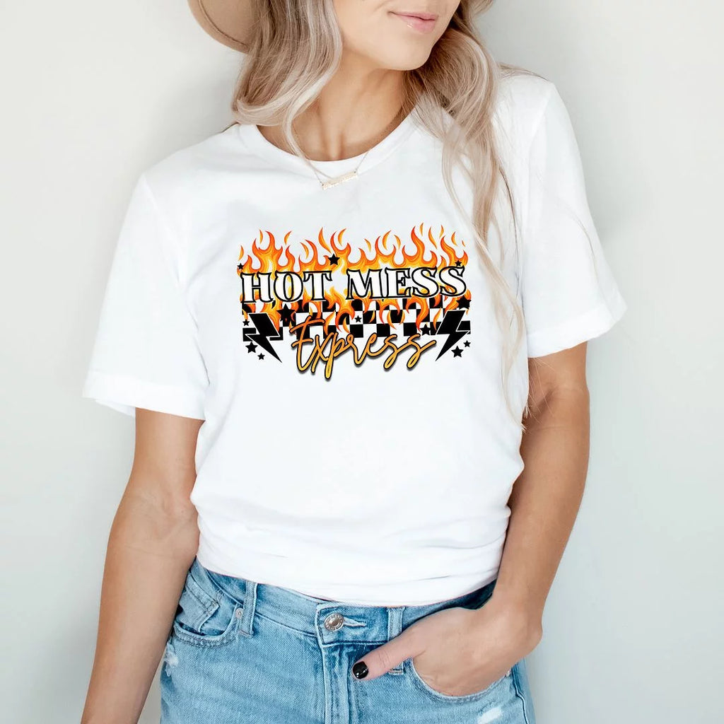 Checkered Short Sleeve Graphic Tee W57080