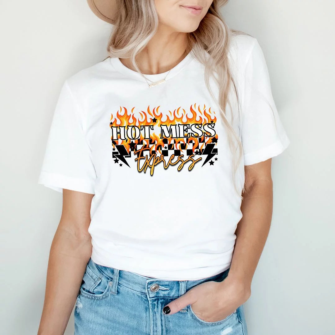 Checkered Short Sleeve Graphic Tee W57080