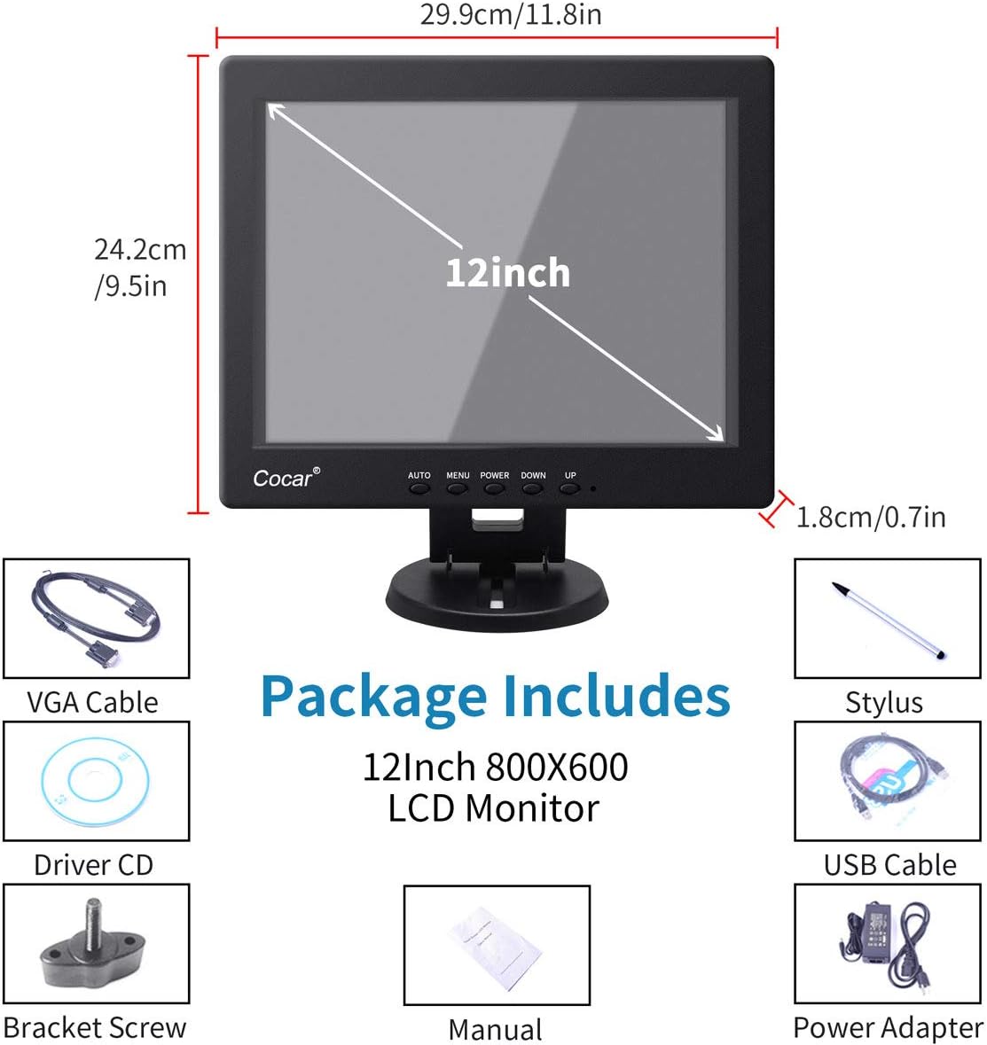 12 Inch LCD Touchscreen Monitor POS Systems Q295