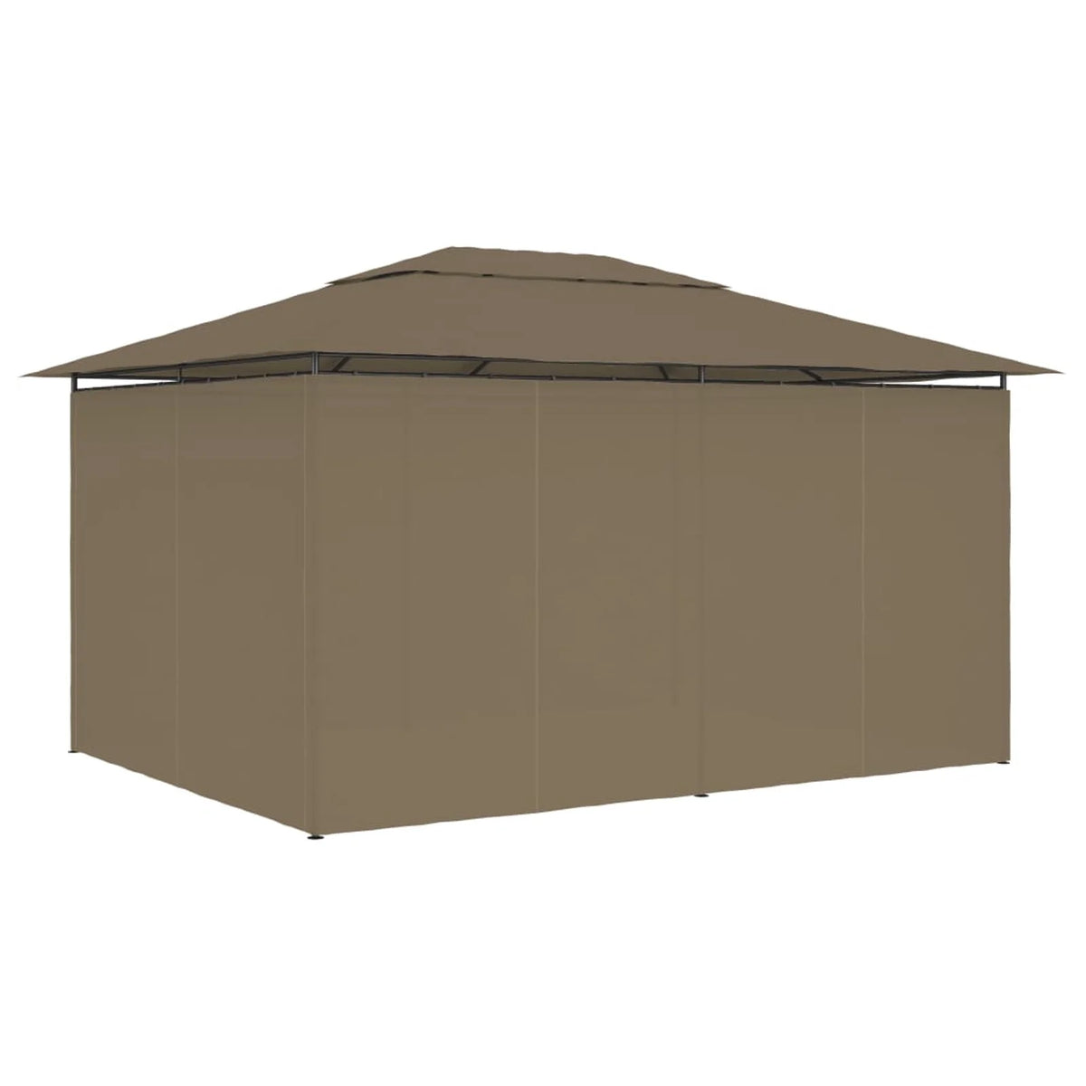 Taupe Outdoor Gazebo Canopy with Curtain Fabric Roof G8326