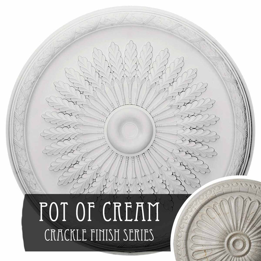 36x22OD x 1 1/2x22P Ceiling Medallion, Hand-Painted Pot of Cream Crackle V969838