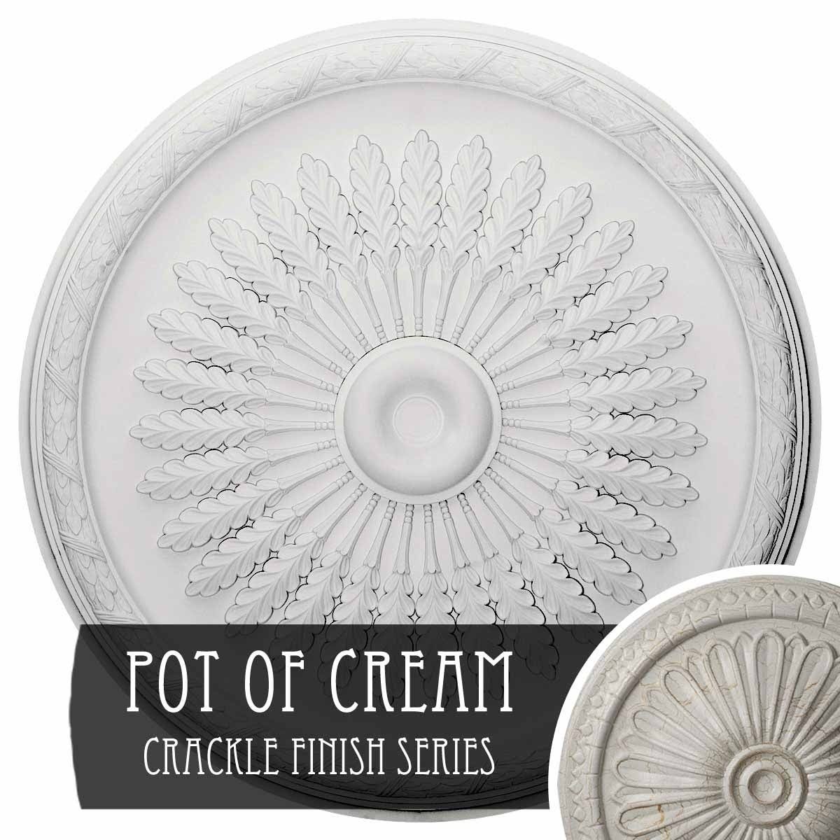 36x22OD x 1 1/2x22P Ceiling Medallion, Hand-Painted Pot of Cream Crackle V969838