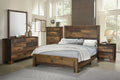 5-piece Eastern King Panel Bedroom Set Rustic Pine I63622