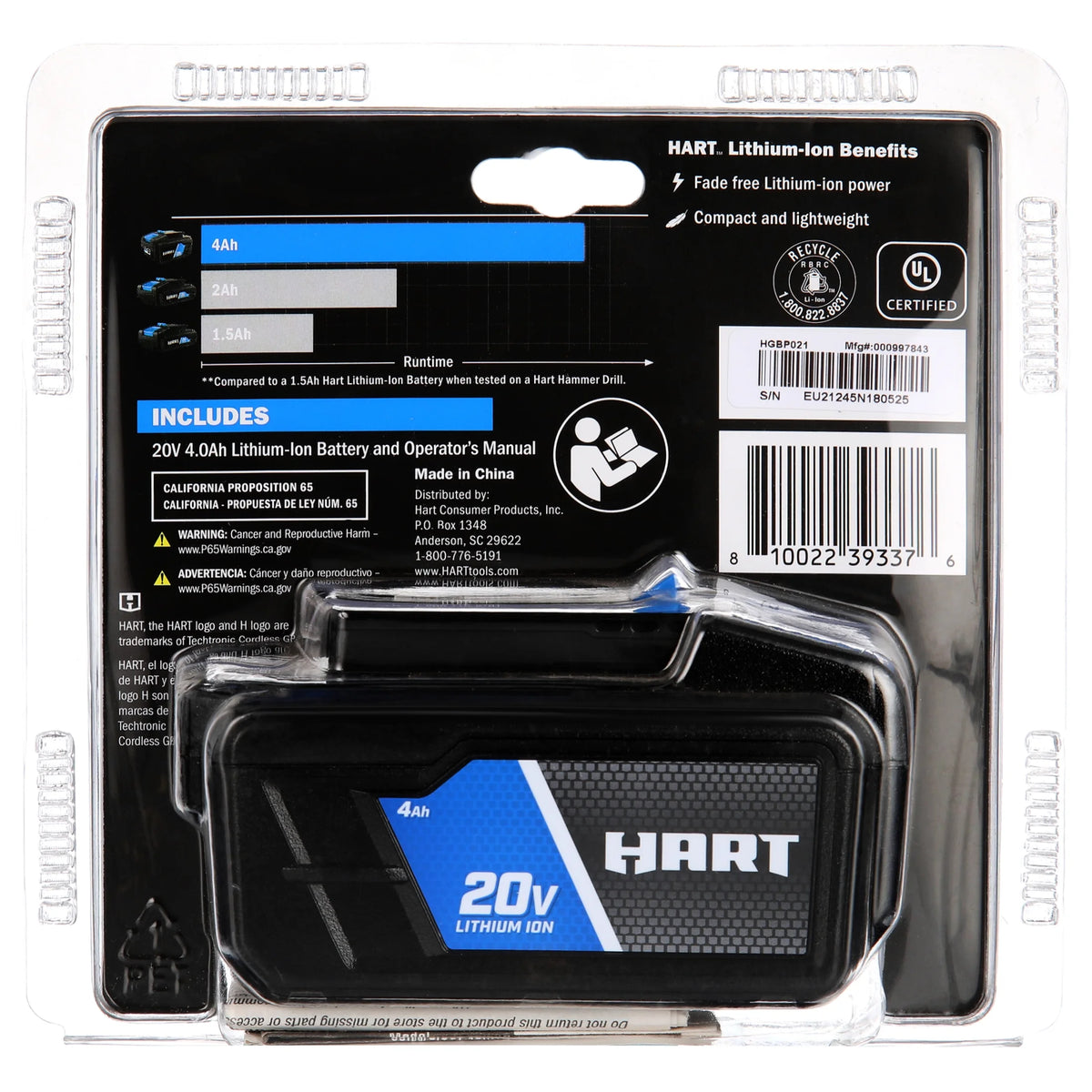20V Lithium-Ion 4.0Ah Battery X819