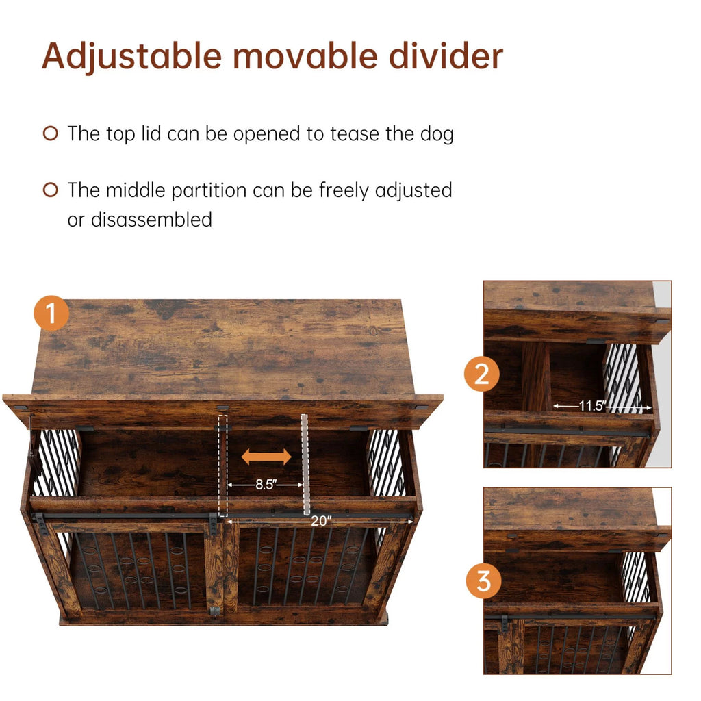Large Wooden Dog Crate Furniture with Wheels Z21131