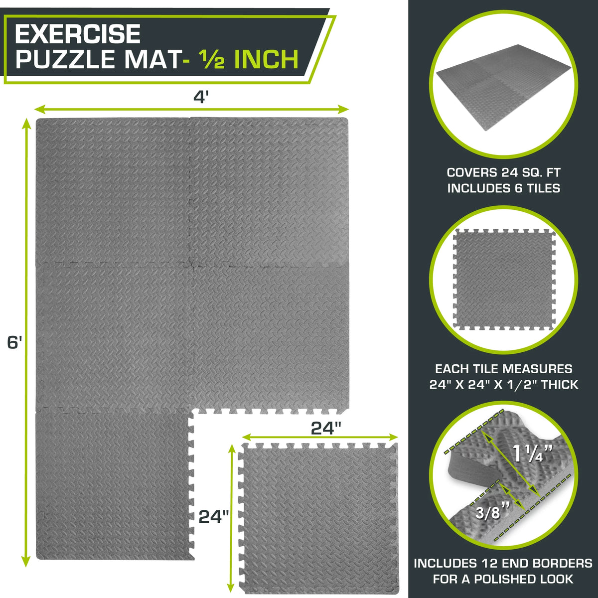 1/2 Thick EVA Foam Interlocking Exercise Mat M2464