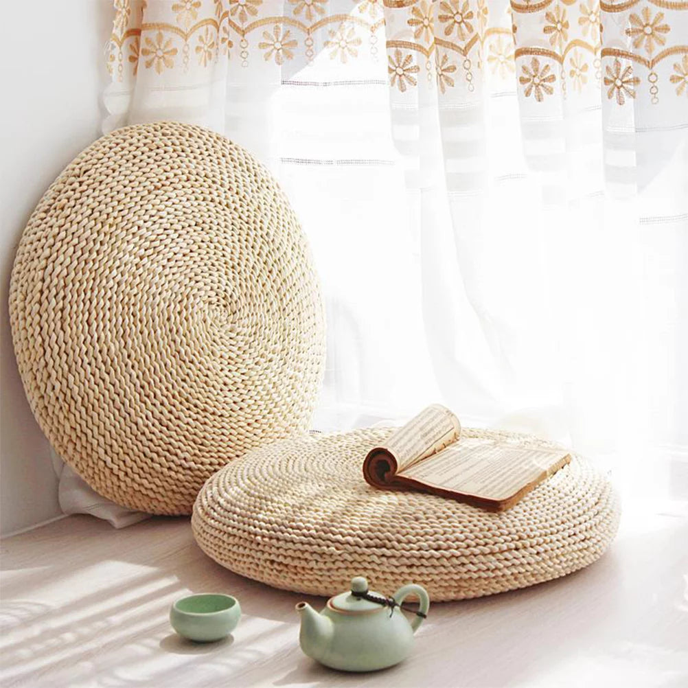 Round Straw Weave Floor Pillow R5173
