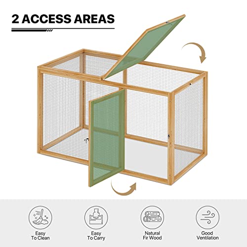 Wood Chicken Cage Rabbit Hutch with Openable Roof and Side Door, 45 x 24 x 28 inch Y58400