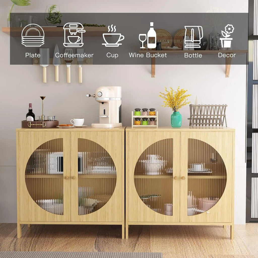 Buffet Cabinet with Storage and Glass Doors Y588