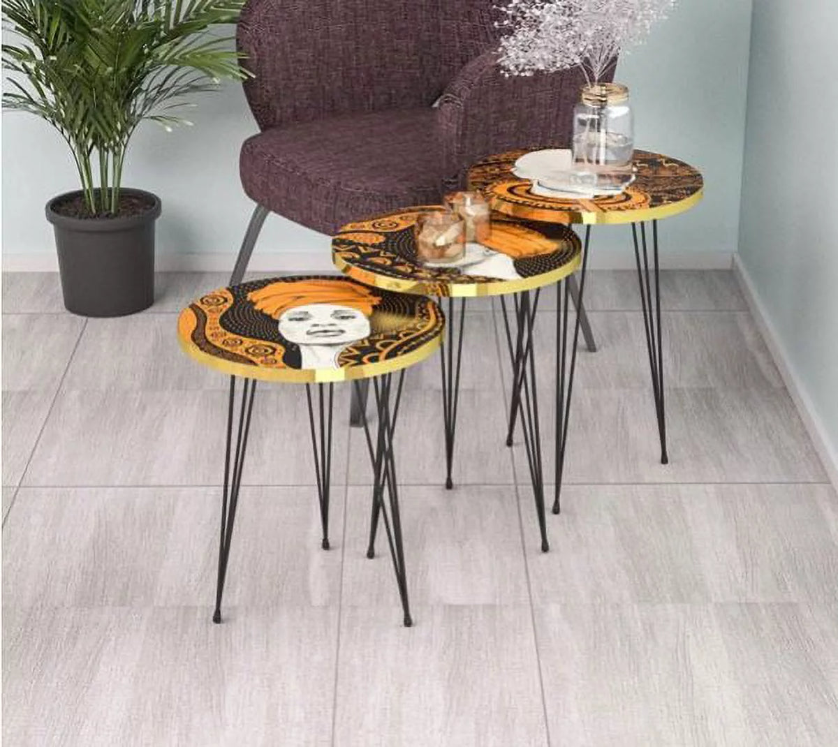 Set of 3 Round Nesting Tables F6224