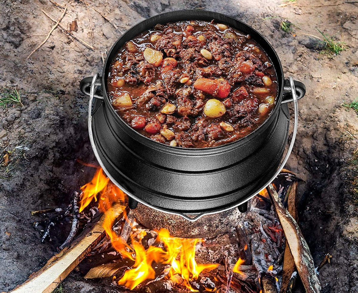Cast Iron Pre-Seasoned Potjie Pot With Lid, 8 Quarts P989772