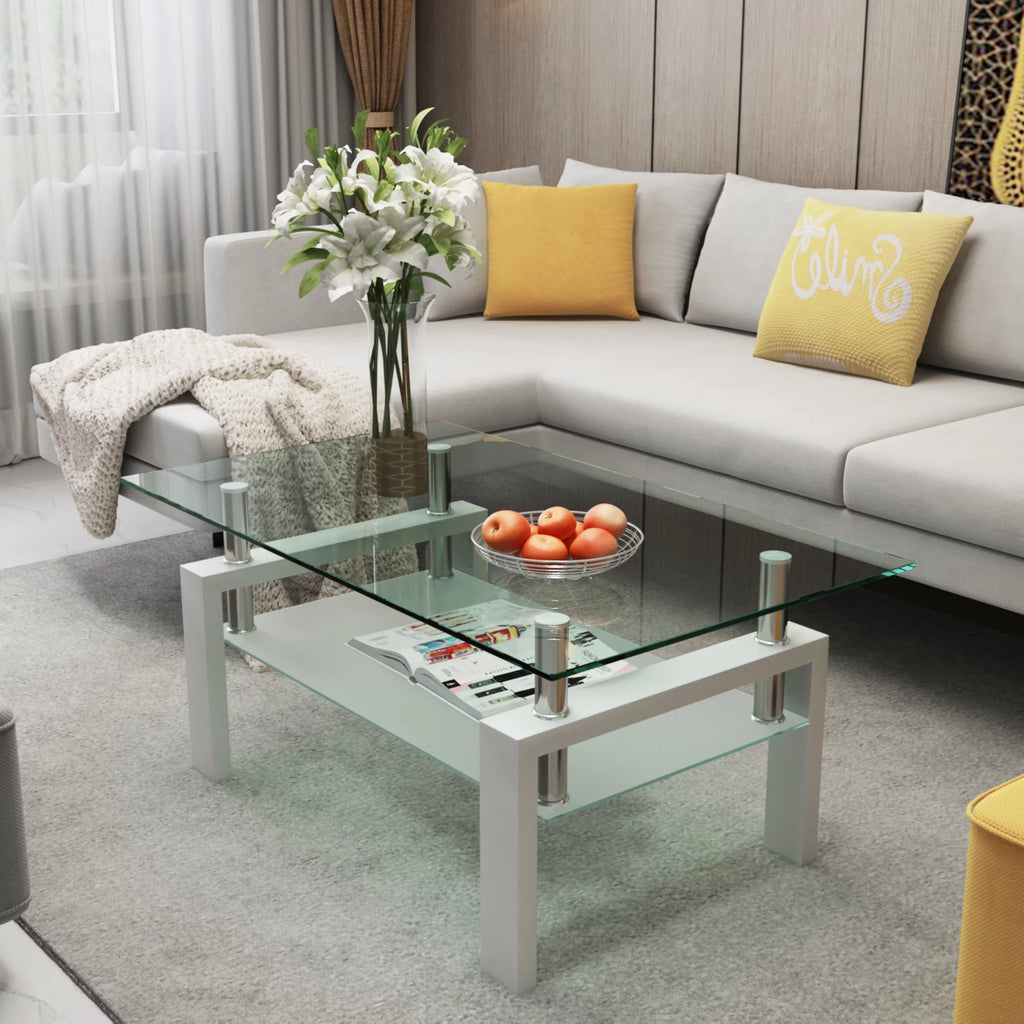 White Glass Coffee Table Q983