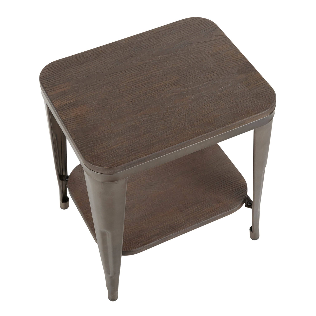 Industrial Wood and Metal End Table U422496