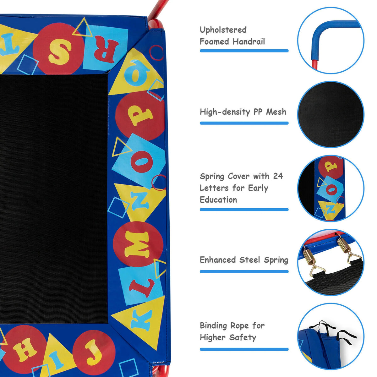 36'' Kids Square Trampoline with Foam Handrail K300130