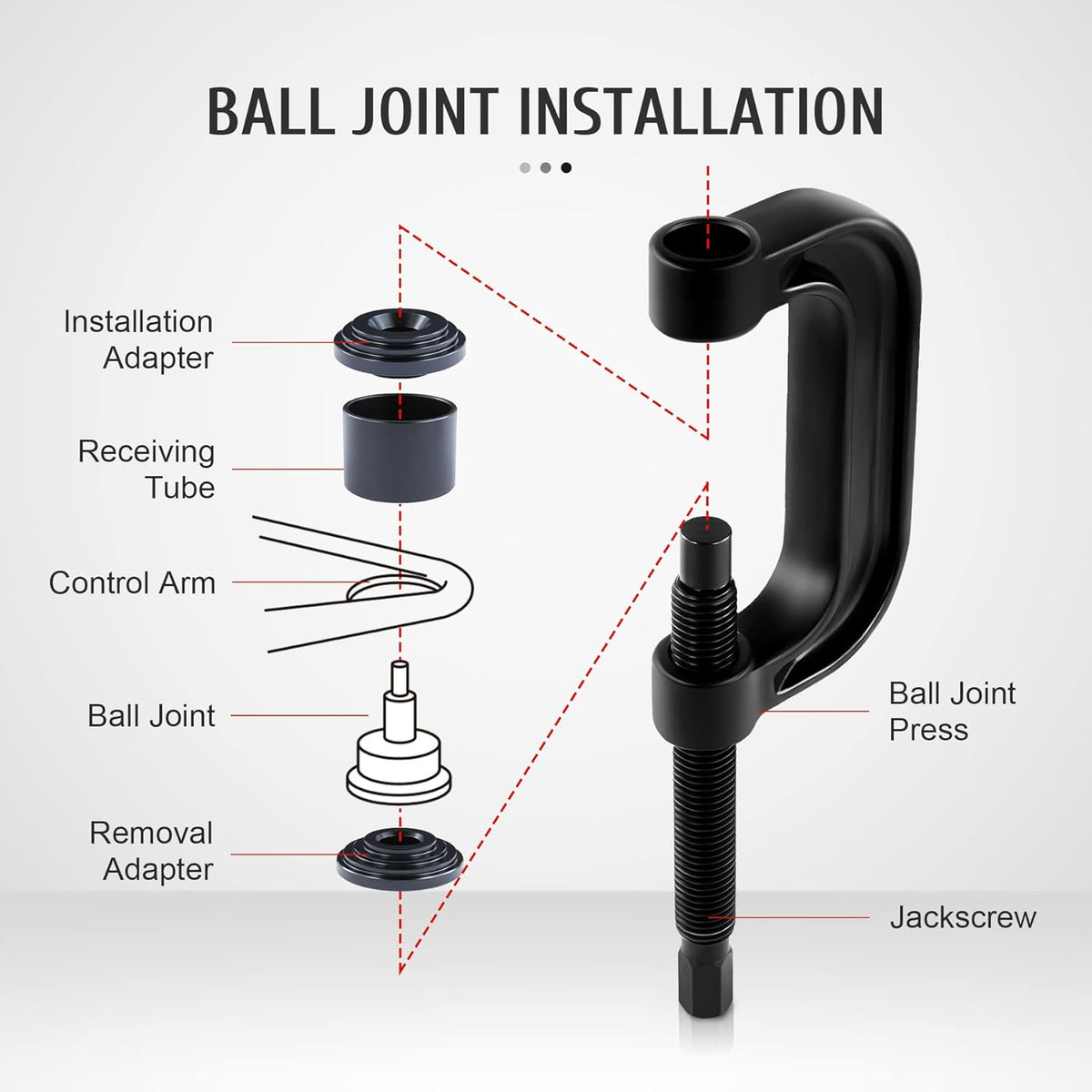 Heavy Duty Ball Joint Press & U Joint Removal Tool Kit with 4x4 Adapters, Pack of 2 X494