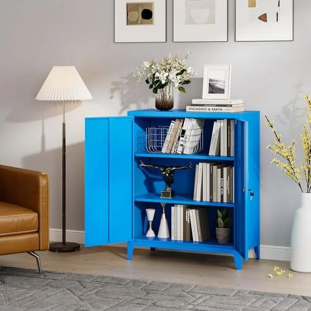 Metal Wardrobe Cabinet with Locking Doors 2 Door Steel Adjustable Shelves S5160