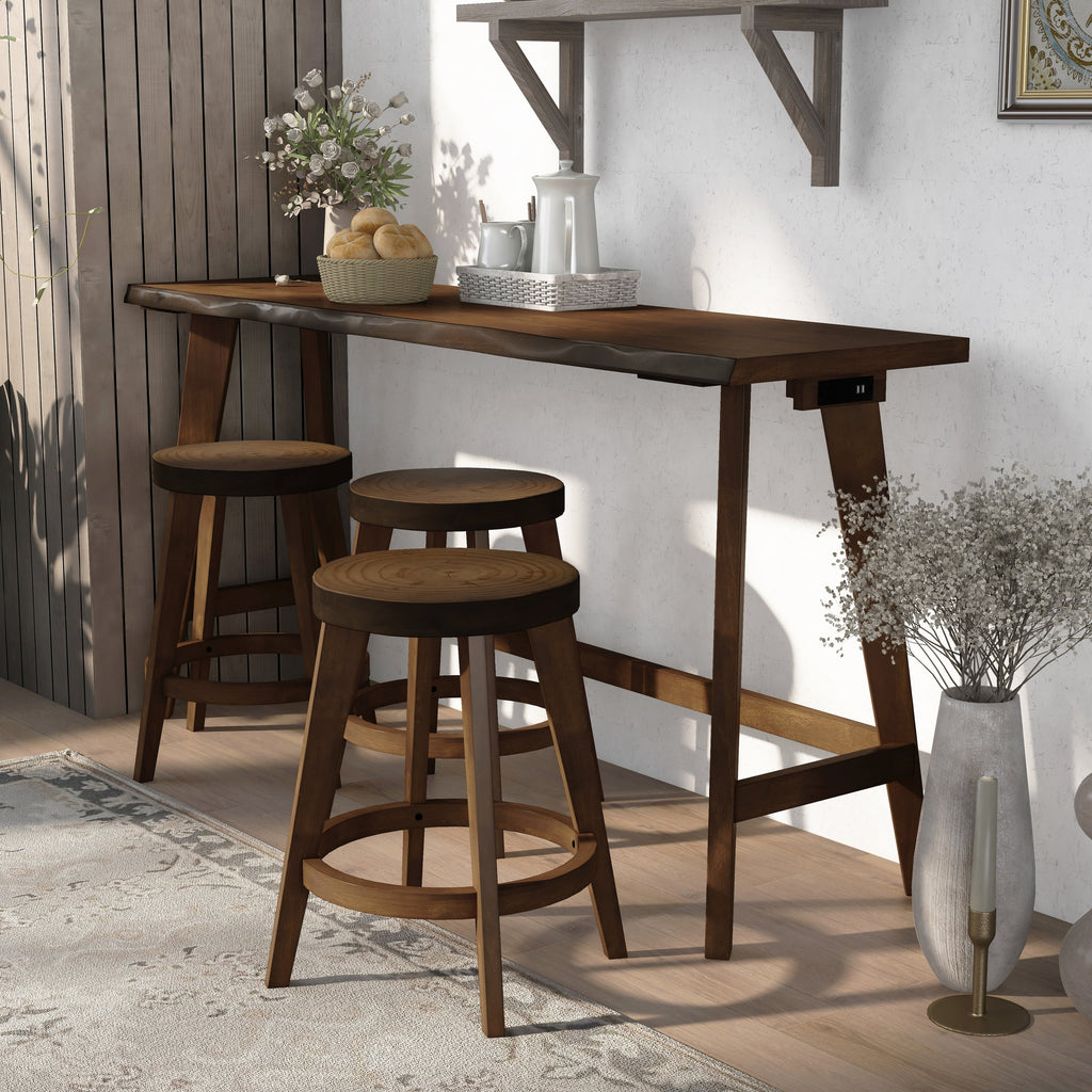 Walnut Wood 4-Piece Counter Height Table Set W8880