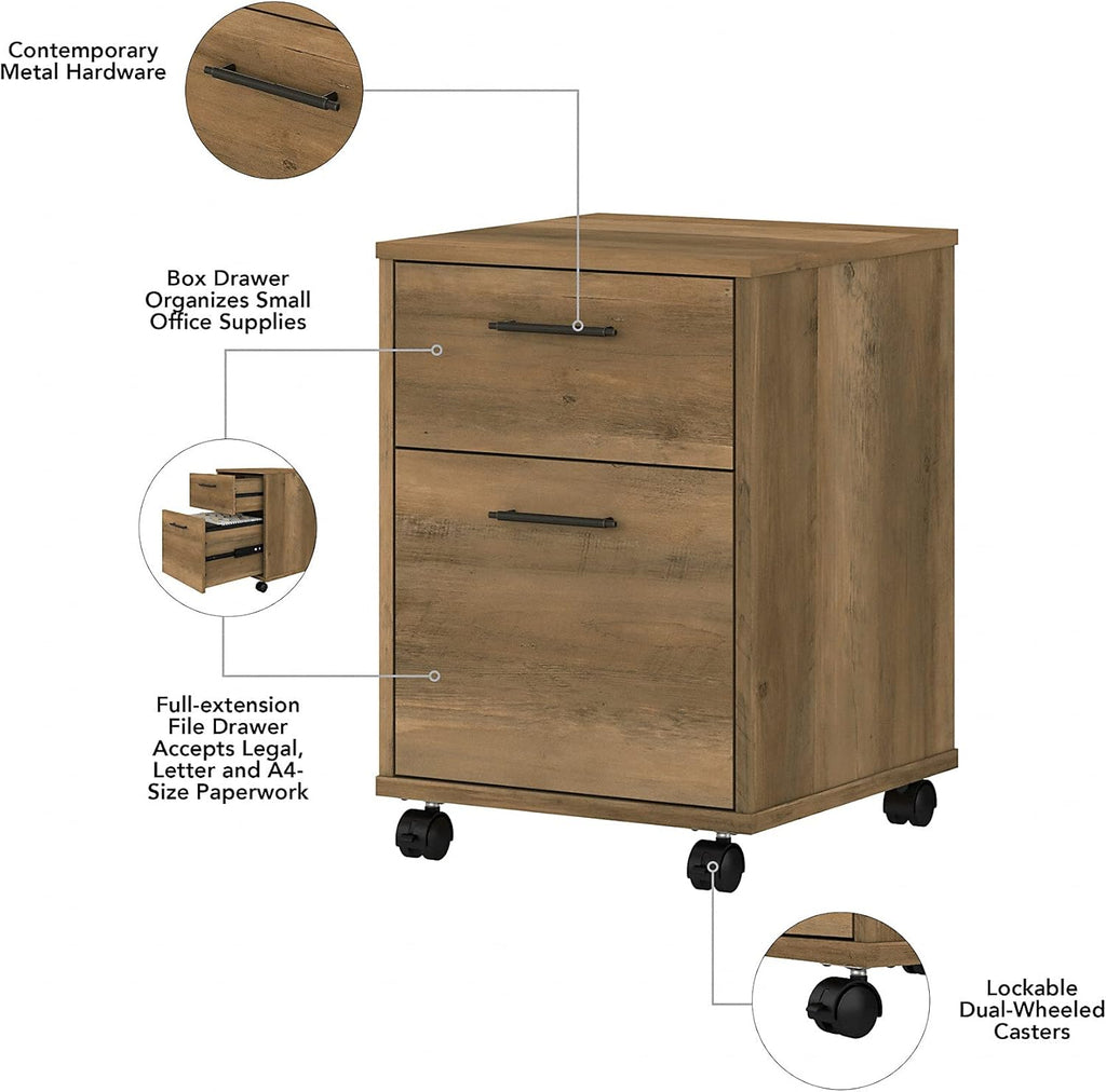 2 Drawer Mobile File Cabinet, Reclaimed Pine R671251