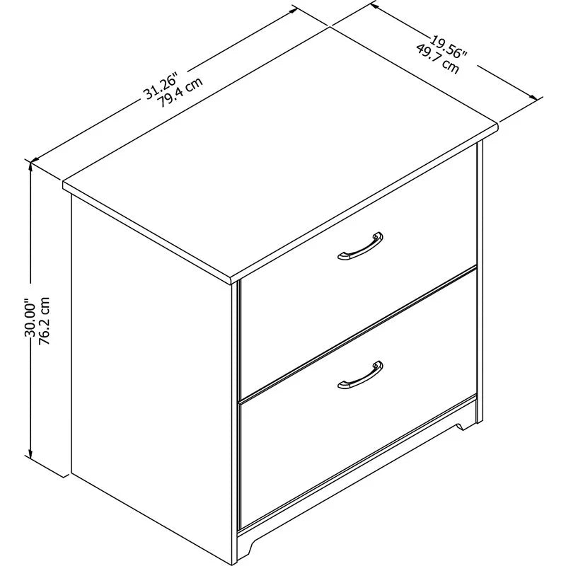 White 2 Drawer Wood Filing Cabinet Set of 2 C39698