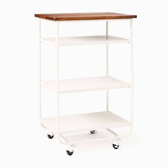 White Cool Walnut Kitchen Cart Y884750