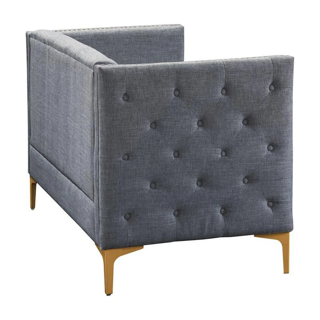 Light Gray Tufted Fabric Loveseat J5985