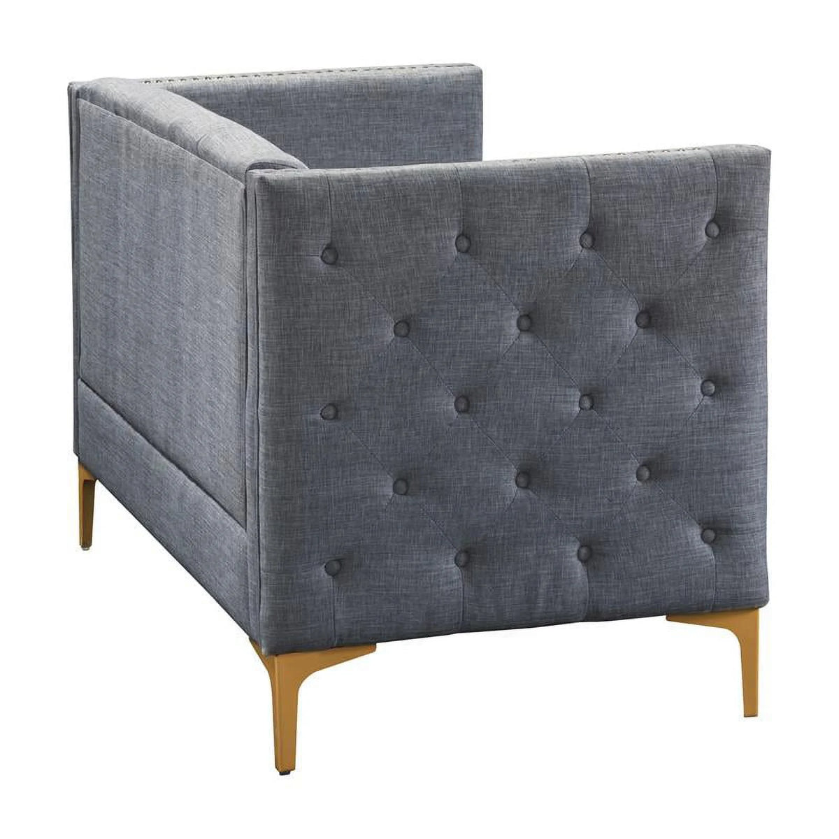 Light Gray Tufted Fabric Loveseat J5985
