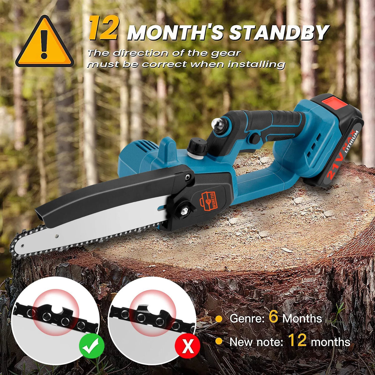 6 Inch 8 Inch Cordless Chainsaw with 2 Battery Auto-oil System J2846