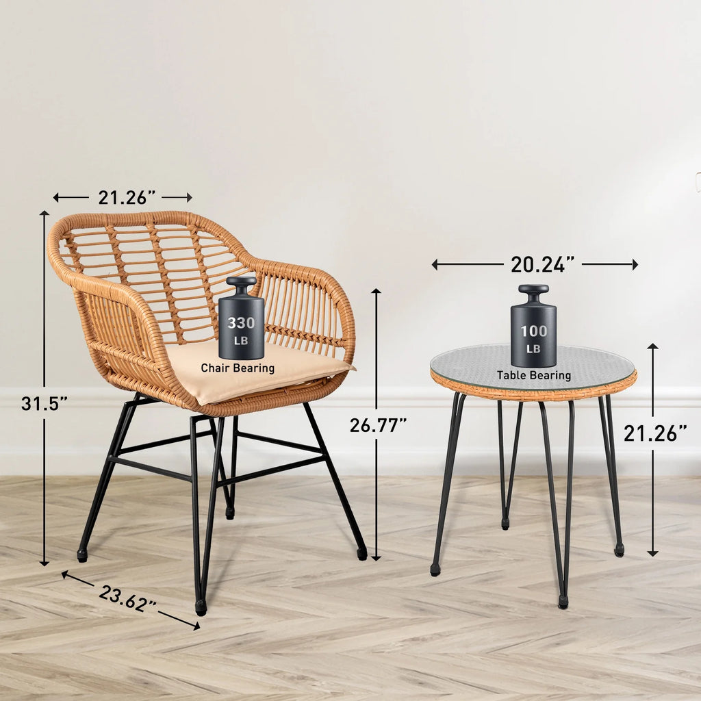 3-Piece Beige Patio Conversation Set Y9083