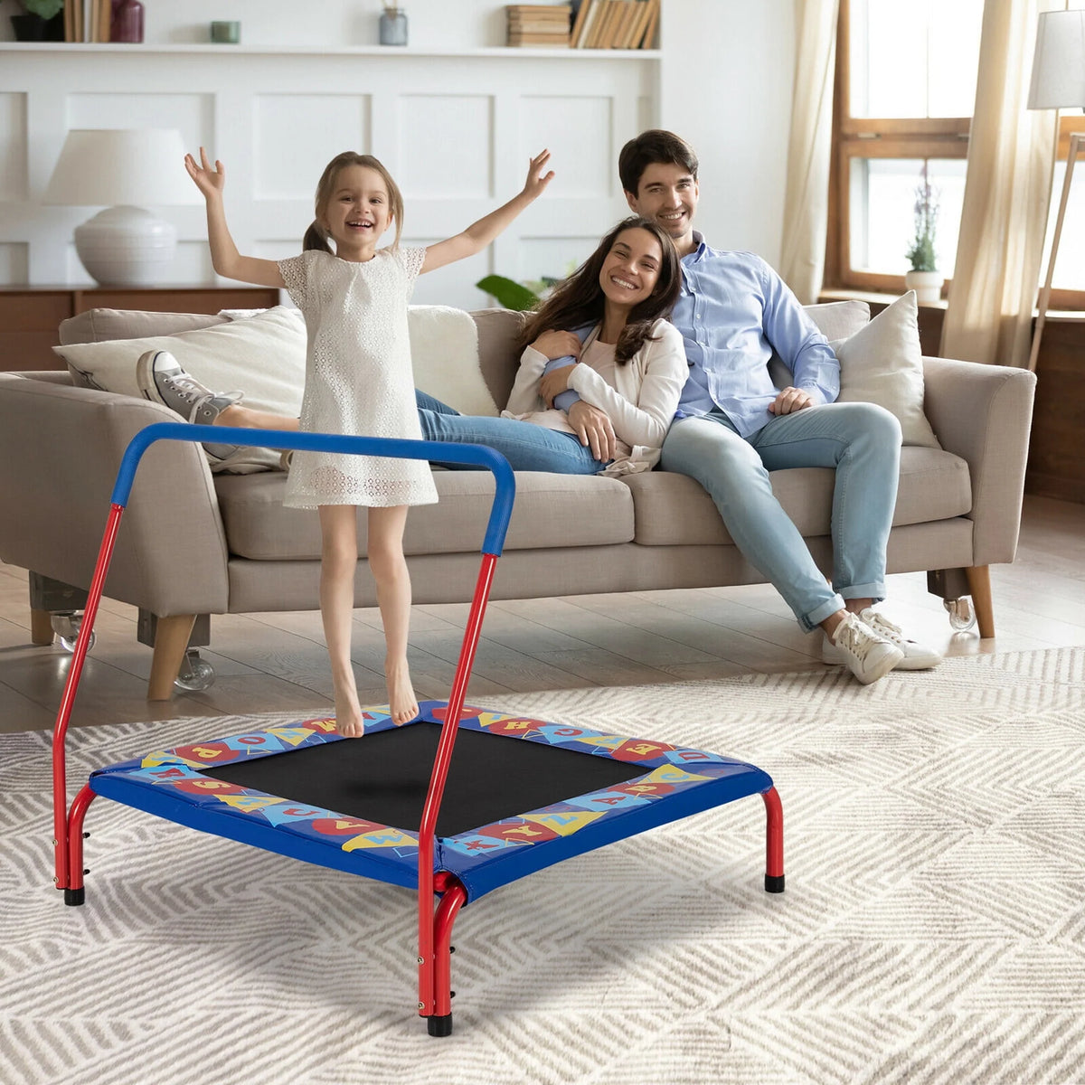 36'' Kids Square Trampoline with Foam Handrail K300130