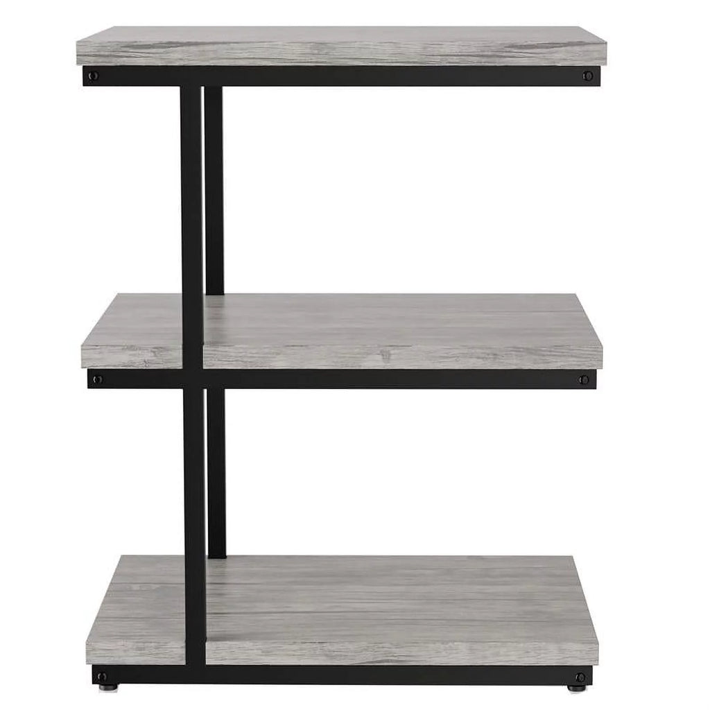Light Gray 3-Shelf Metal Side Table Set of 2 D64750