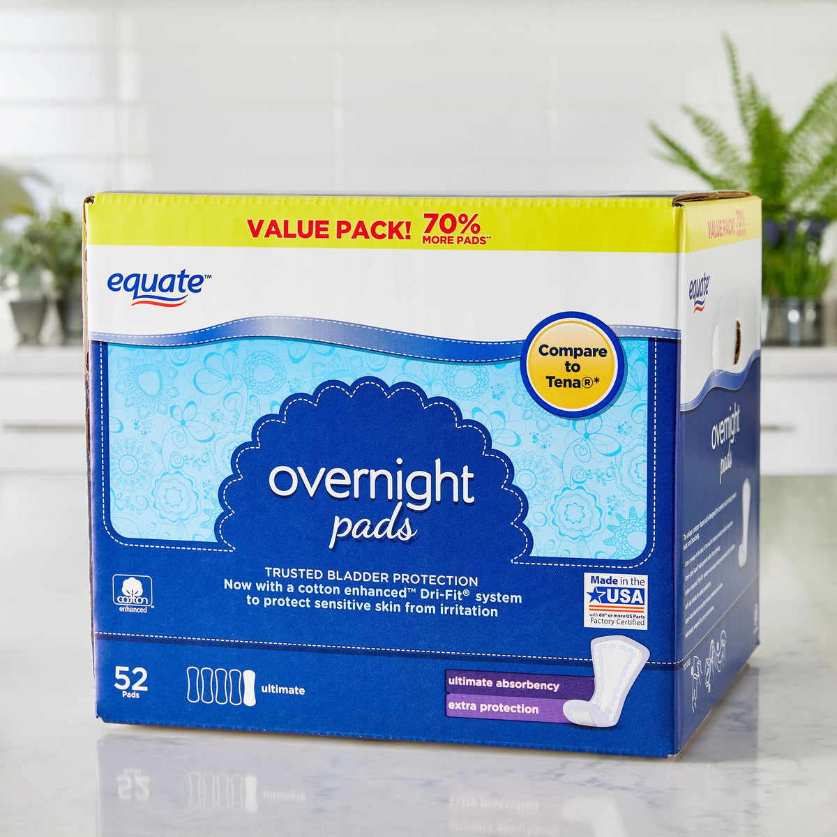 Incontinence Pads, Ultimate Absorbency, Extra Coverage (120 Count) U546