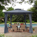 Gray Gazebo Canopy With Curtains D698242