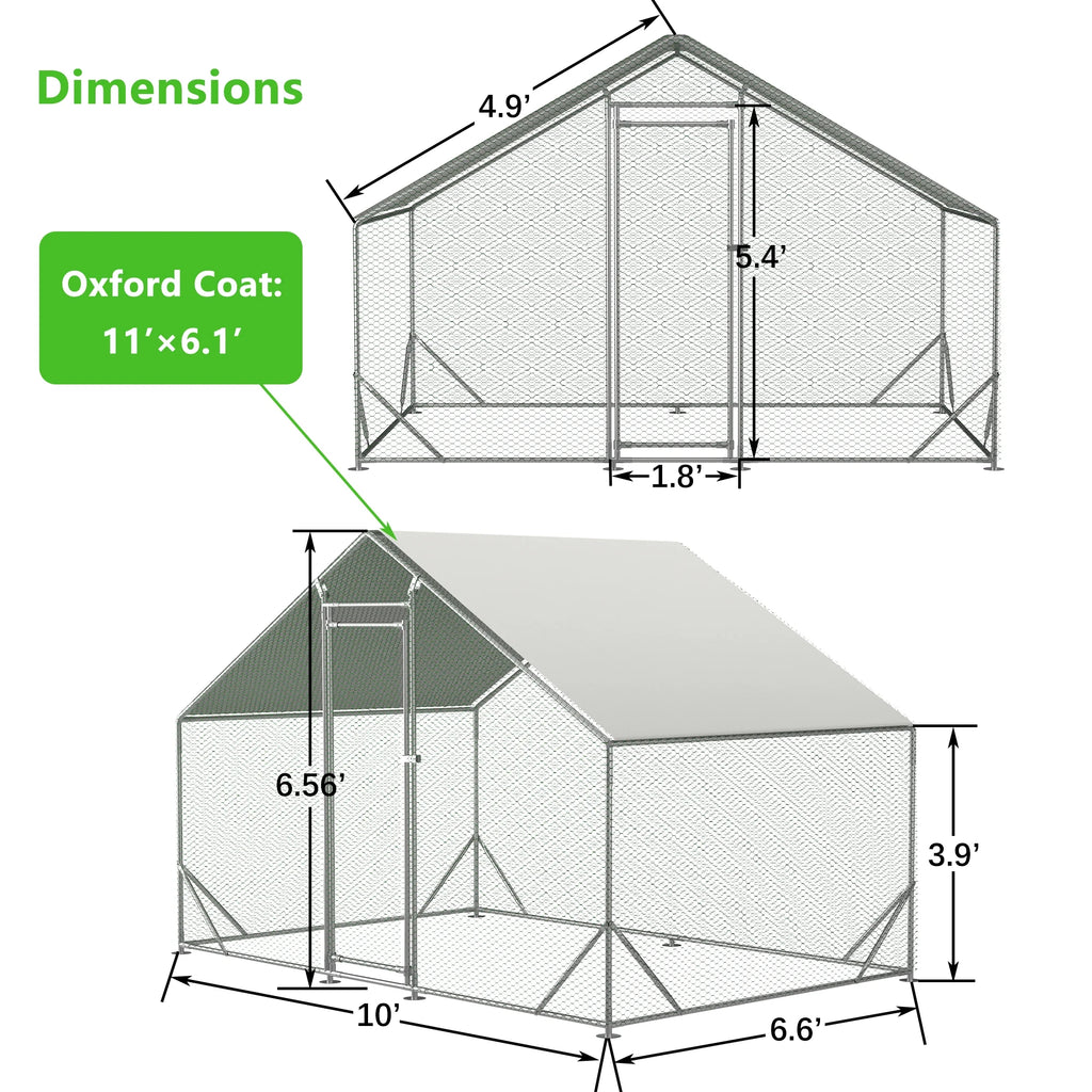 Large Metal Chicken Coop with Waterproof Cover G66215