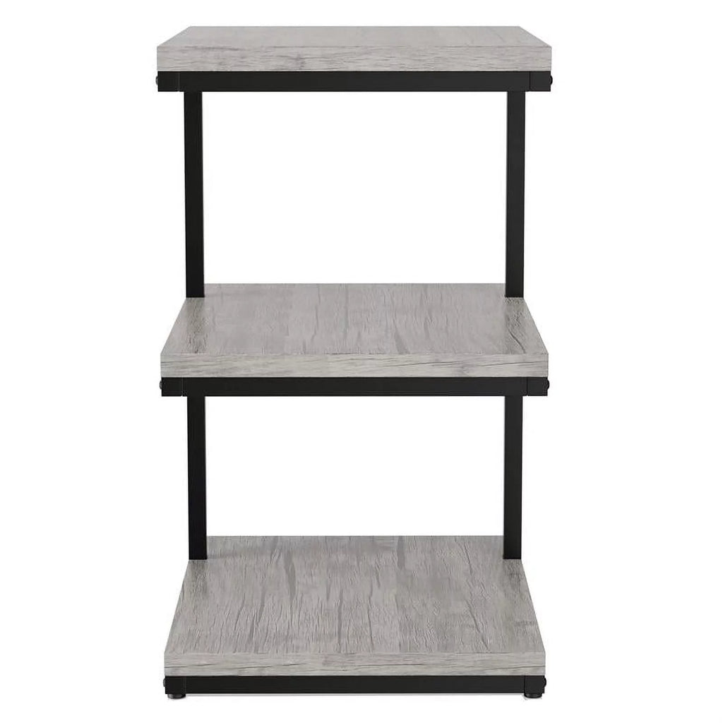Light Gray 3-Shelf Metal Side Table Set of 2 D64750